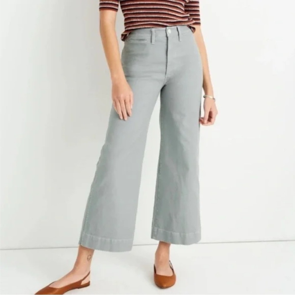 Madewell Slim Emmett Wide-Leg Crop Pants in Dusty Pool size 23 - Picture 2 of 14